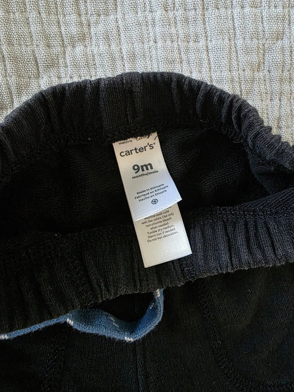 Carter's Black Shorts with Blue Drawstring